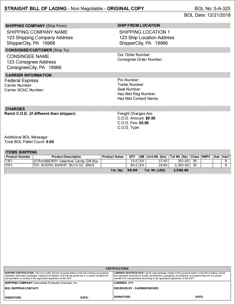 Bill Of Lading Software And Shipment Reporting Cloud Service